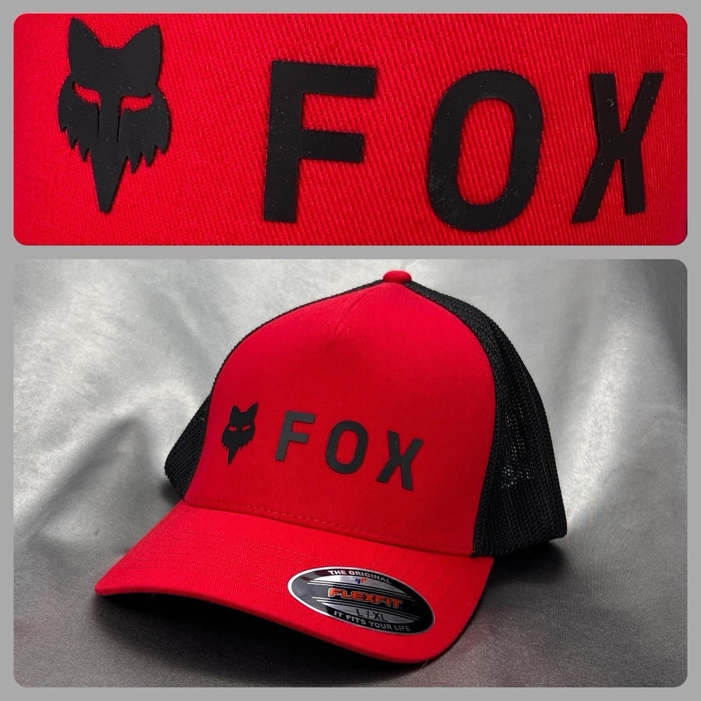 Fox Racing Absolute Flexfit Hat Mens L / XL Lid Cap Flame Red MX Summer Gift NEW